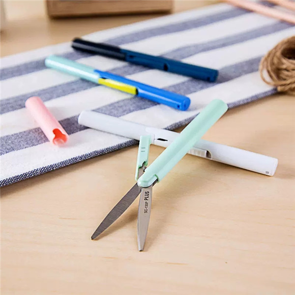 Japón PLUS Plox SC-130P tijeras de la pluma portátil creativo de bolsillo plegable de mano cuenta de tijera de múltiples funciones
