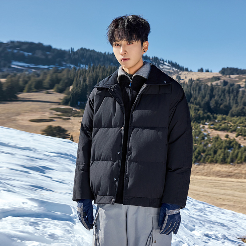 Transfronterizo mayorista invierno chaqueta pareja nueva marca de moda americana engrosada chaqueta cálida café negro