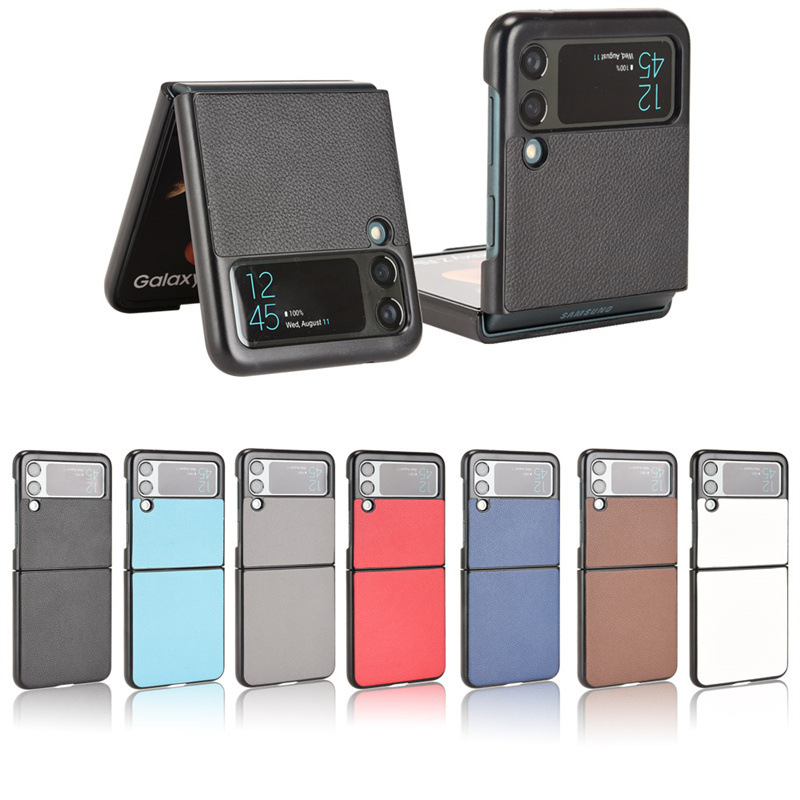 Applicable to Samsung ZFlip3 mobile phone Shell Galaxy Z Flip 3 back cover protective shell 5G litchi grain