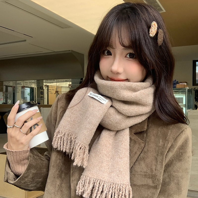 围巾女2025新款高级感保暖加厚柔软针织围脖冬季安可拉红学生百搭|undefined