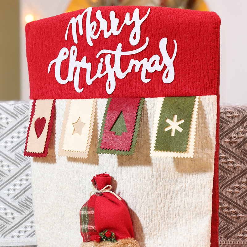 Nouvelles décorations de table et de chaise de Noël Père Noël Bonhomme de neige Poupée stéréo Housse de chaise Robe de maison_voghion.com
