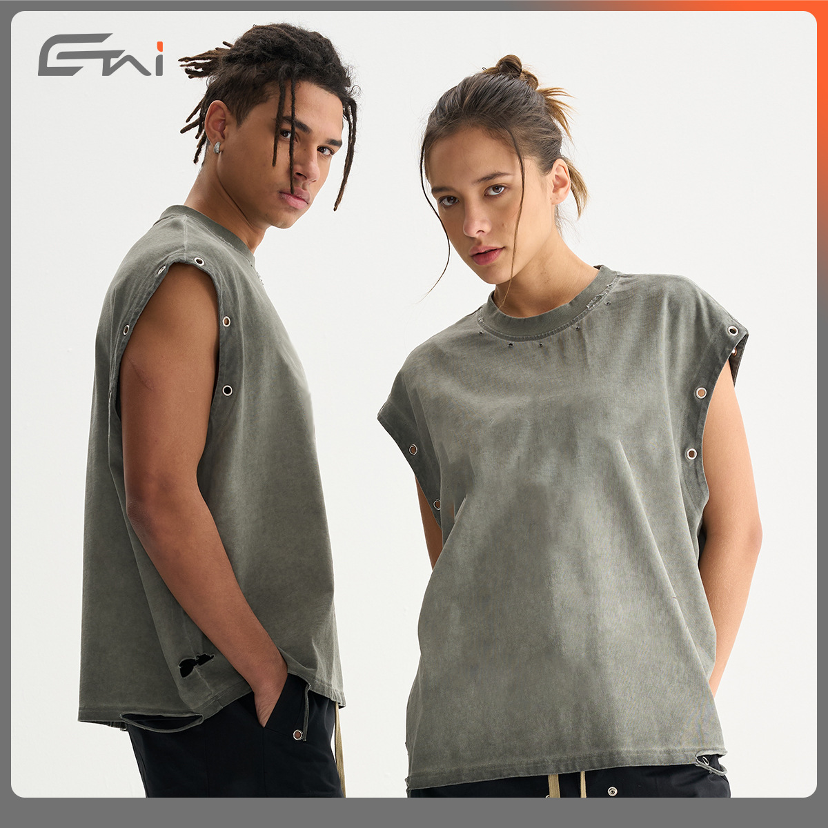 ETAI ropa de hombre retro marca de moda americana pesada hombre hombro chaleco de algodón juvenil lavado y desgastado tecnología