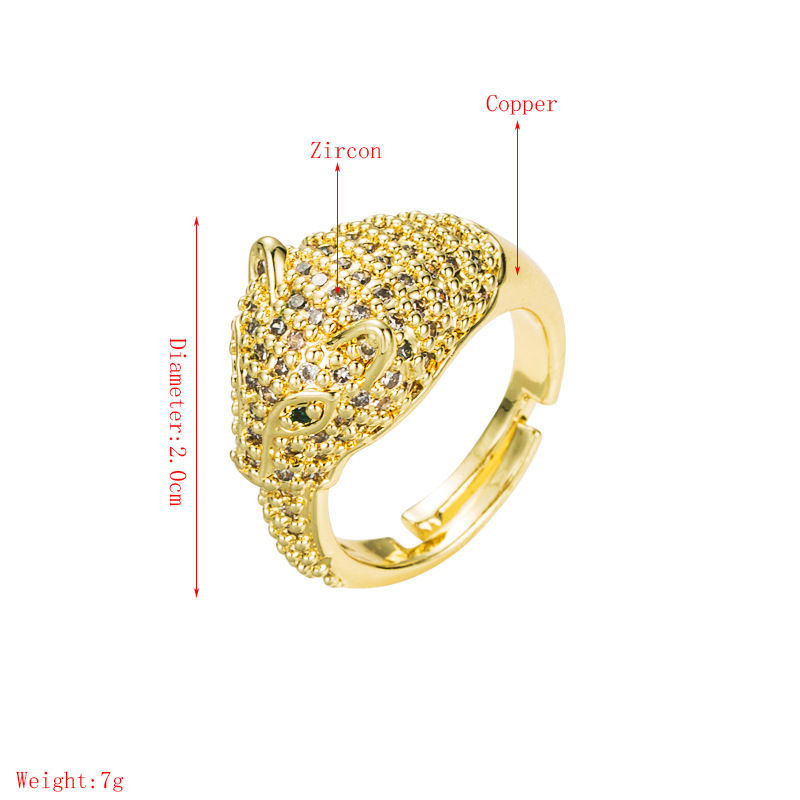 fashion three-dimensional leopard copper gold-plated zircon open ring