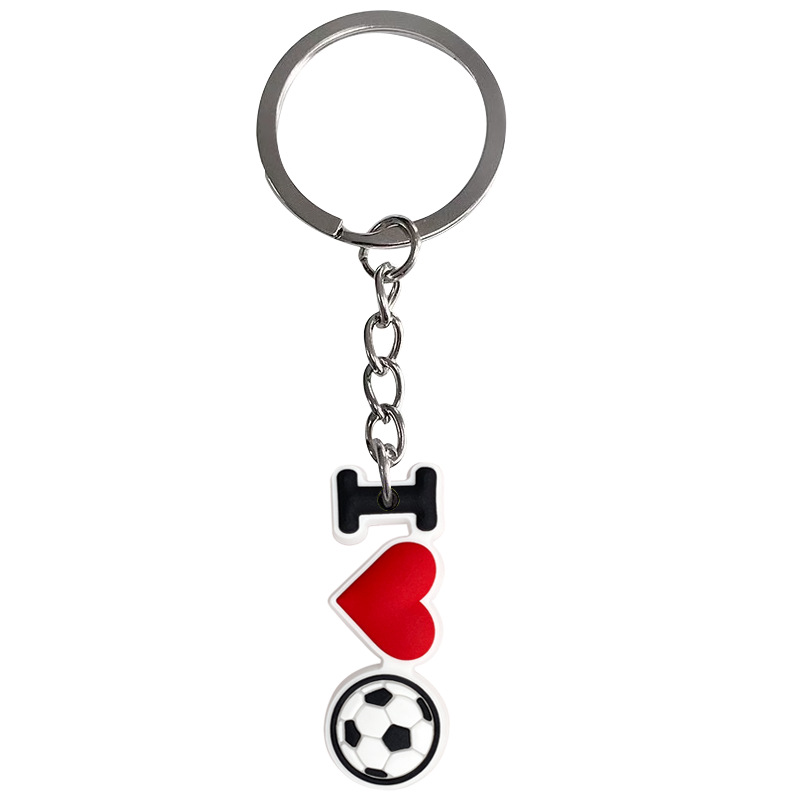Keychain de fútbol DIY mochila colgante accesorios de llaver bolsas de PVC accesorios de bolsas de goma blanda temu