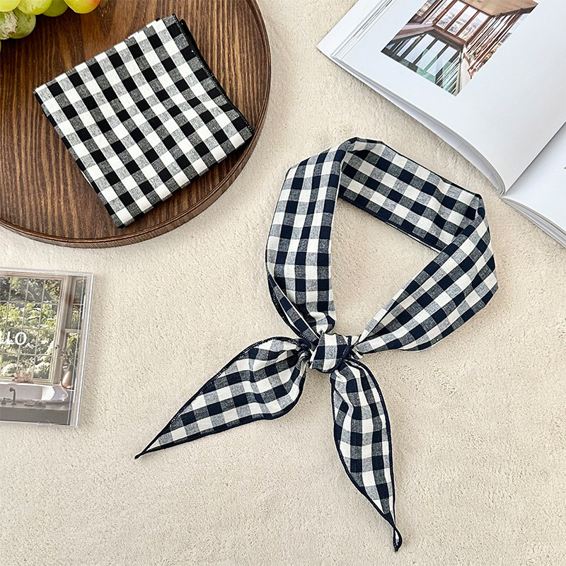Pañuelo en la cabeza, diadema pastoral femenina de verano, nuevo estilo, bufanda de seda, bufanda a cuadros de alta calidad, chal, bufanda triangular, cintura, cortina de pedo, apilamiento