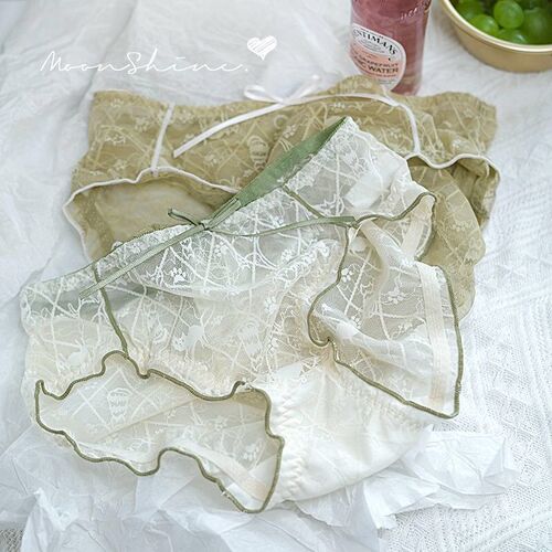 3 Lace Sexy Hollow Out Panties Women Summer Thin Waist Lift Hip Japanese Sweet Girl Ultra-Thin Triangle Pants 