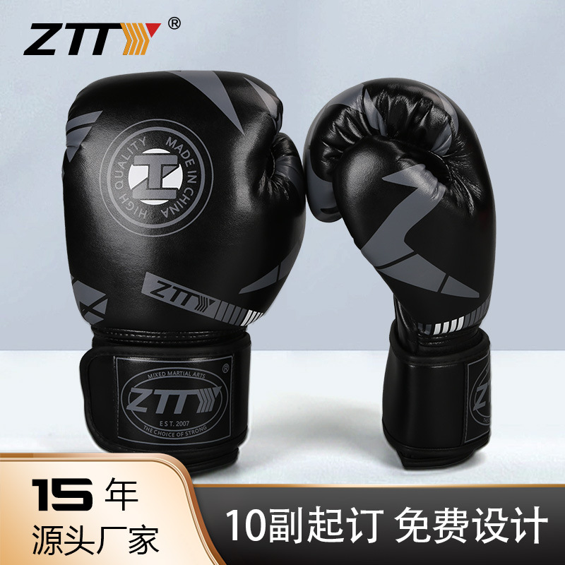 ZTTY al por mayor guantes de boxeo de microfibra, forro de látex, entrenamiento profesional de lucha Sanda, guantes de fitness