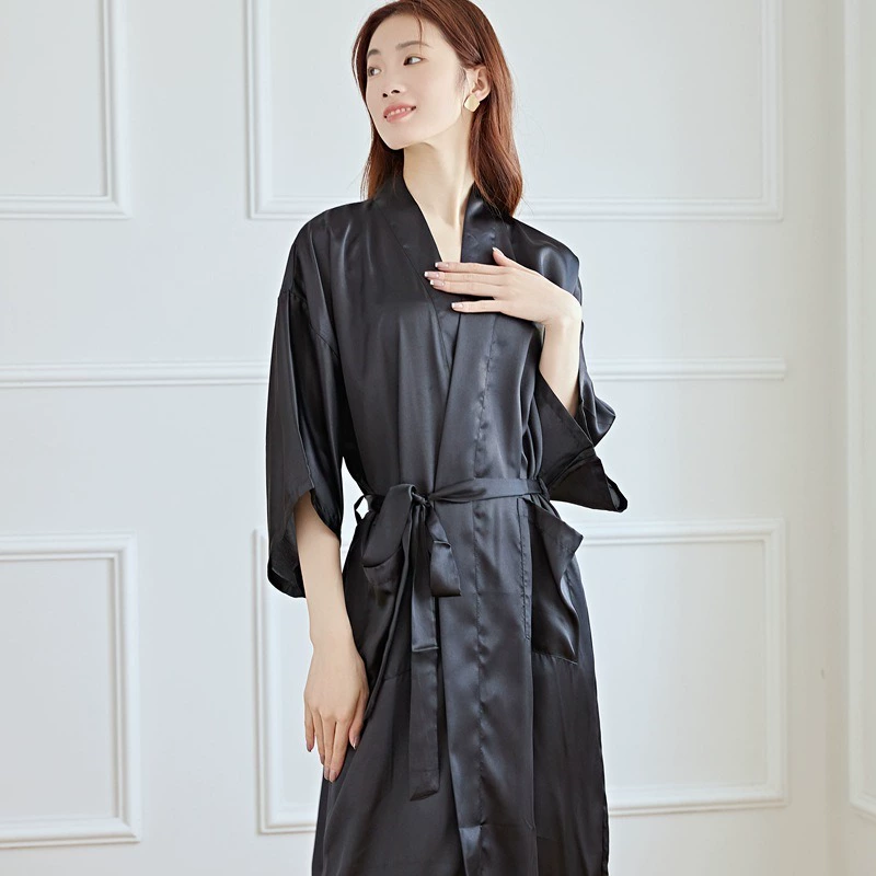 Цветной халат, пижама, длинная кофта, с коротким рукавом, оверсайз, mid-length