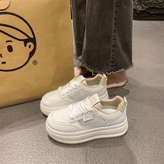 网红厚底增高小白鞋女2025夏新款韩版网面薄款透气休闲运动板鞋女