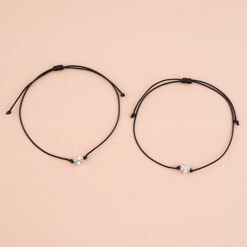 Wax line, Copper Material Heart Shape Pattern Simple Style Heart Shape Wax Line Copper Braid Women's Bracelets