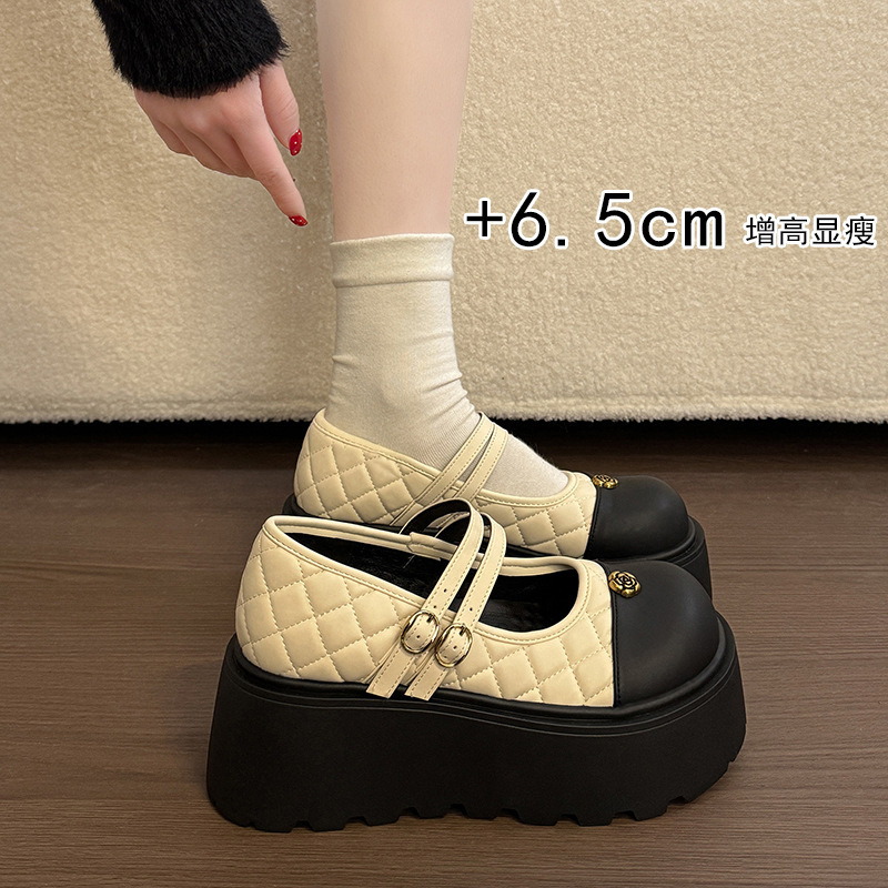 French-Style Camellia Height-Increasing Mary Jane Shoes for Women, 2026 Spring New Model, Chanel-Inspired Quilted Color-Block Loafers French-Style Camellia Height-Increasing Mary Jane Shoes for Women, 2026 Spring New Model, Chanel-Inspired Quilted Color-Block Loafers