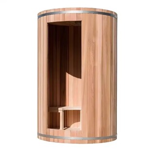 Modern Sauna Design, Made of High-Quality Wood, Standing Style Space-Saving Barrel Sauna