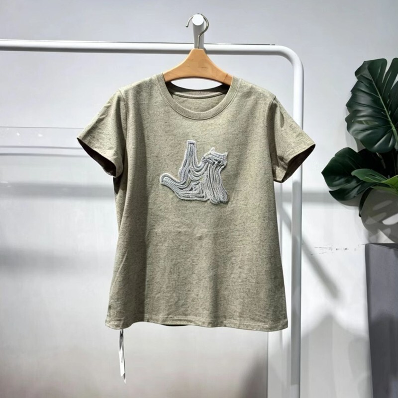 Mm Mai Mai 26 New Summer Style Green Short-Sleeved Pure Cotton T-Shirt Women's Casual Style Round Neck Knitted Top 4H5102071