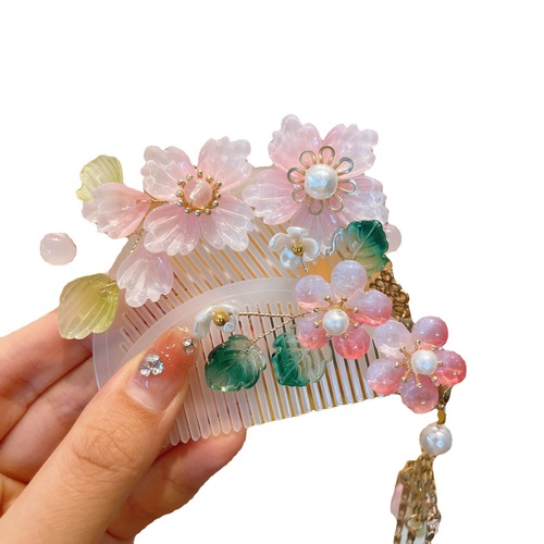  Chinese Dresses hanfu headdress for women girls hair comb children hanfu step wave tide tassel hairpin headdress  costume hair accessories