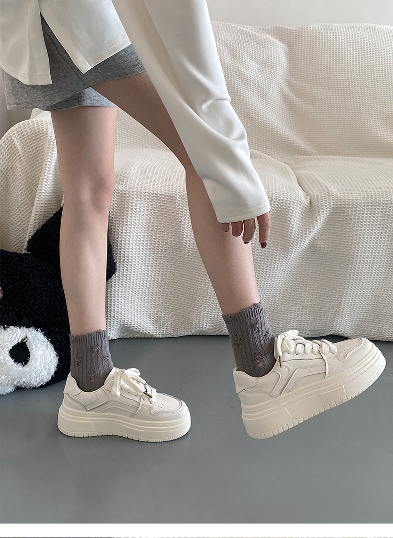 Queen Fan – chaussures de sport à semelles épaisses pour femmes, petites chaussures blanches, Style coréen, Cool Board, pour étudiantes, nouvelle collection automne/hiver 2022_voghion.com