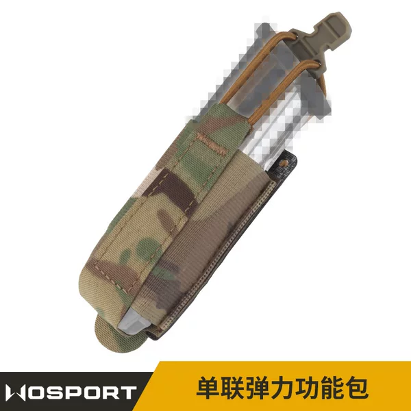 Wosport Camouflage Single Elastic Function Pouch 9mm Magazine Pouch Flashlight Holder Molle Vest Accessory Bag