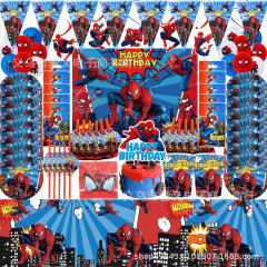 赤いスパイダーマンのテーマ誕生日紙皿紙コップティッシュナイフフォークスプーンパーティー装飾食器セット用品
