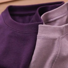 大牌外贸出口尾货清仓捡漏~显白高级感葡萄紫纯棉短袖t恤男女宽松