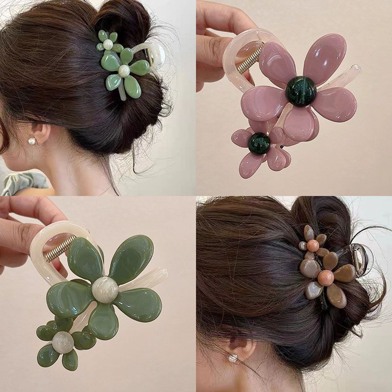 Super Fairy Flower Korean Style Hair Grab Clip Women's 2024 New Style Back Head Hairclip Advanced Sense Elegant Shark Clip Hair Accessories