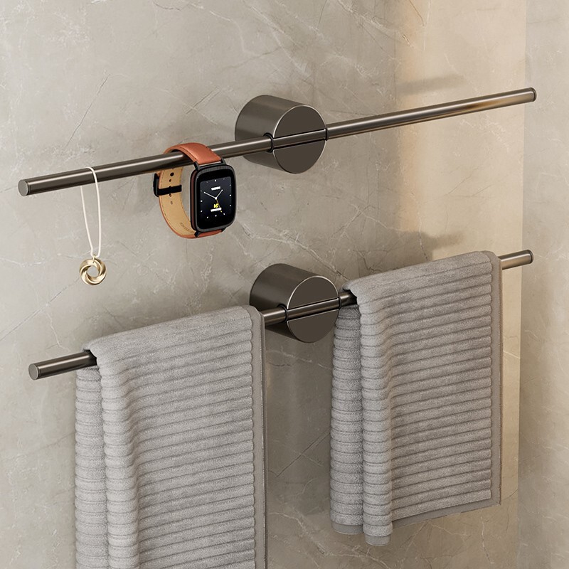 Punch-free Toilet Towel Rack Minimalist Light Luxury Bathroom Single Rod Storage Rod Wash Basin Internet Celebrity Gun Grey Towel Rod Punch-free Toilet Towel Rack Minimalist Light Luxury Bathroom Single Rod Storage Rod Wash Basin Internet Celebrity Gun Grey Towel Rod
