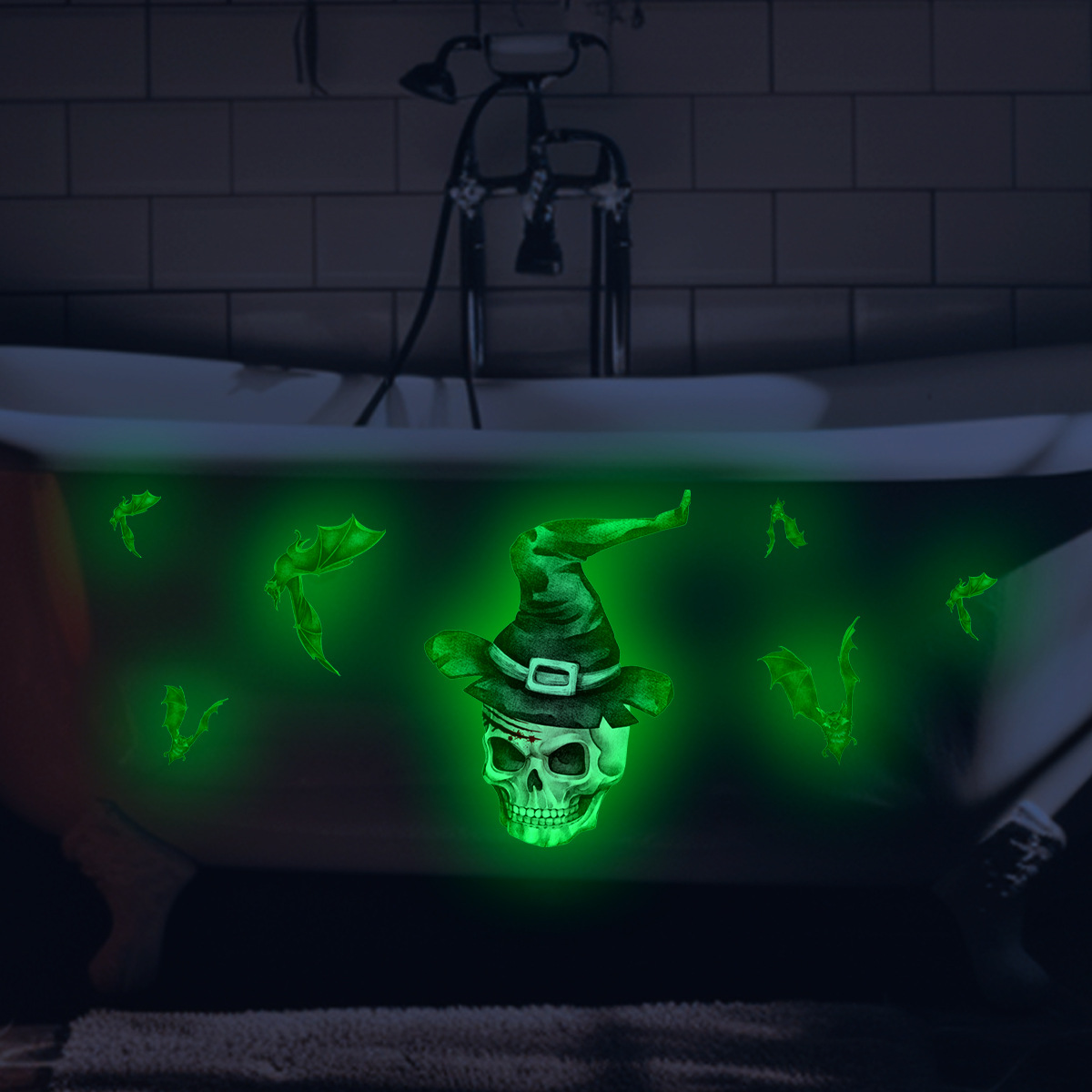 Halloween Glow In The Dark Wall Stickers Wizard Pumpkin Skull_voghion.com