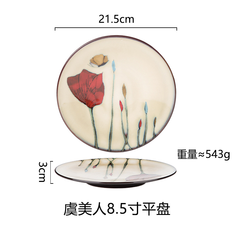 Horno creativo, plato de comida occidental esmaltado, plato de carne, plato de verduras para el hogar, plato de cerámica, plato de pasta de color esmaltado, plato de desayuno al por mayor