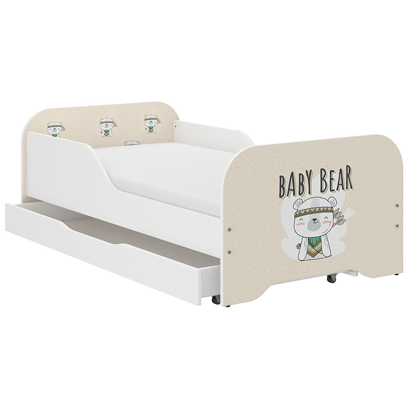 Simple cama para niños cama individual niños y niñas pequeño dormitorio con cajón de almacenamiento patrón de cama opcional