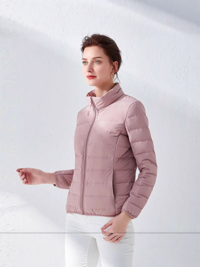 Tik Tok transfronterizo caño invierno plumón chaqueta de mujer ligera corta estilo coreano sin costuras en un tejido de gran tamaño abrigo caliente moda image 5