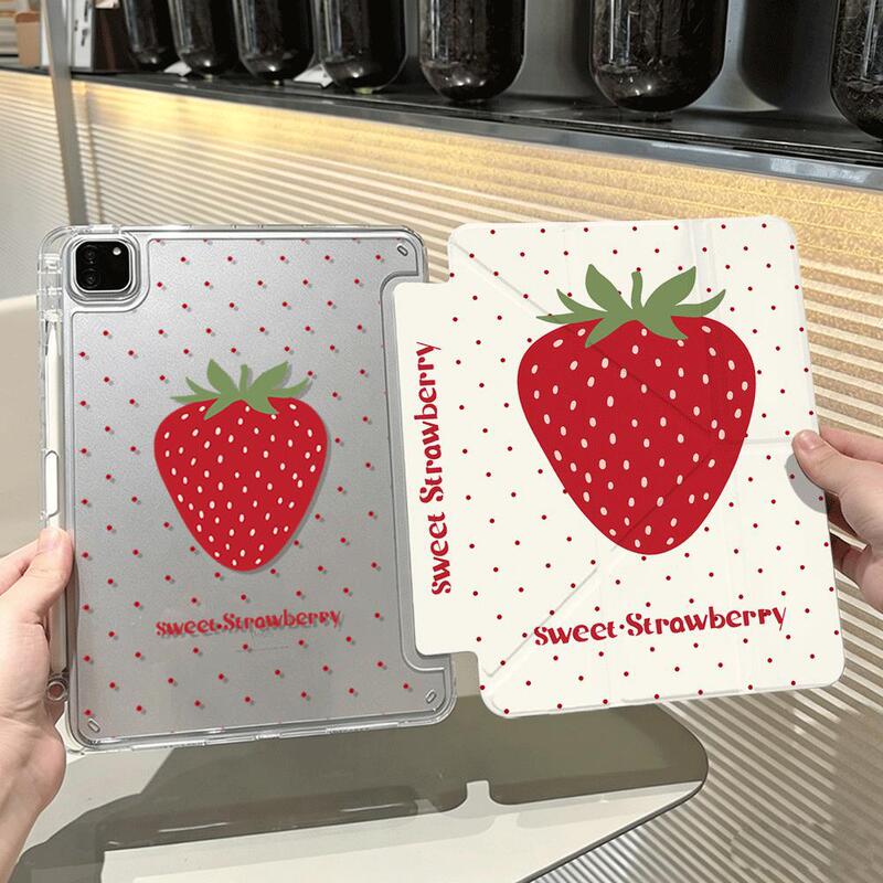 Polka Dot Big Strawberry Ipada16 Tablet Mini Protective Case 11/12 Generation Pro 11inch Air8/7/6 Protective Case 5 Polka Dot Big Strawberry Ipada16 Tablet Mini Protective Case 11/12 Generation Pro 11inch Air8/7/6 Protective Case 5