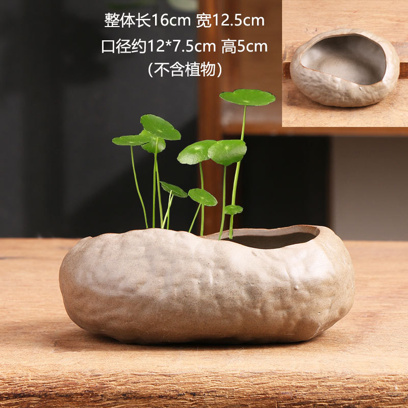 Monedero de cobre no poroso de piedra de imitación, maceta de cerámica de tamaño especial, bonsai doméstico, narciso, narciso, utensilios de hidroponía, liquidación al por mayor