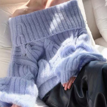 重磅幼马海羊毛混纺慵懒灯笼袖一字领绞花套头毛衣女春秋