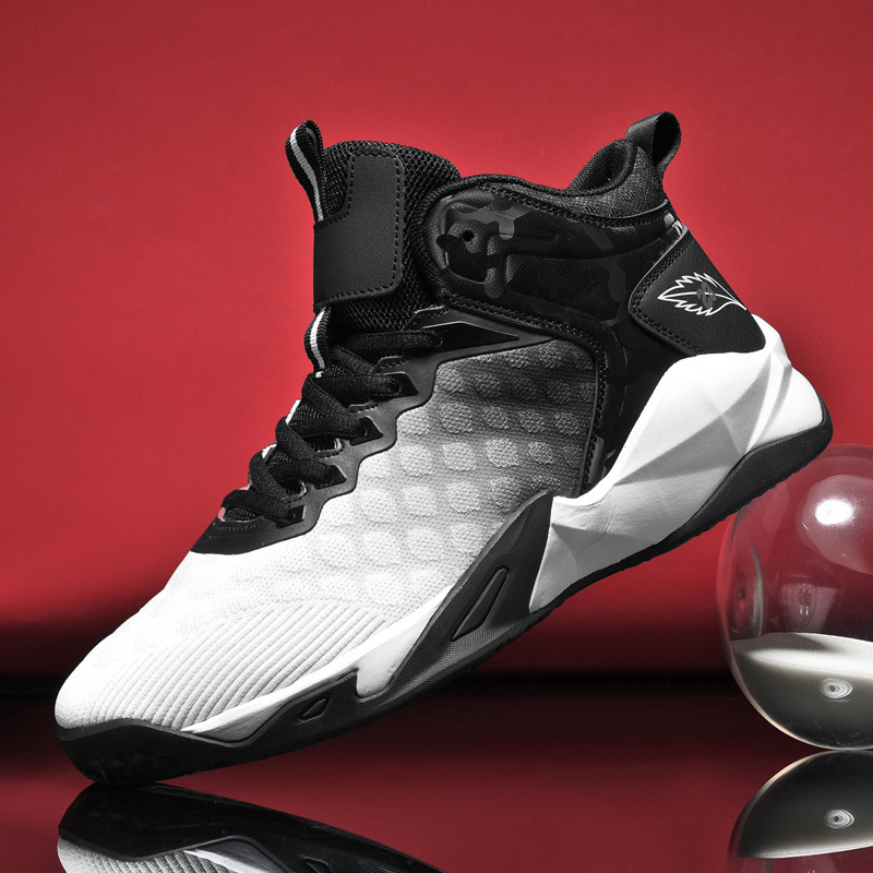 Four seasons new men's shoes basketball shoes fly woven mesh breathable middle help training shoes cross-border foreign trade men's sneaker