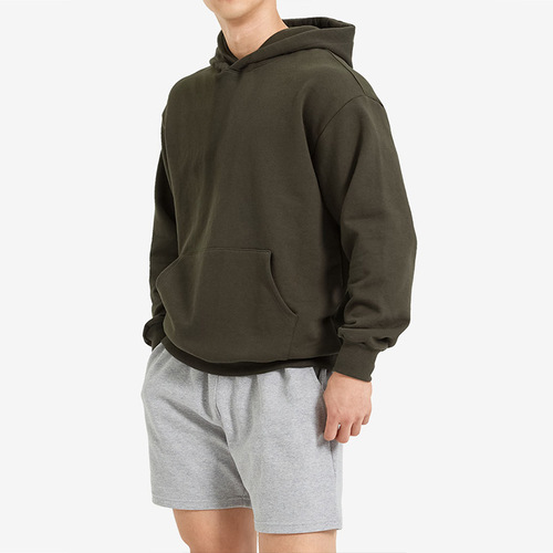 Hooded sweatshirt for men  new terry cotton solid color sports off-shoulder Hong Kong style hoodie top trendy casual jacket