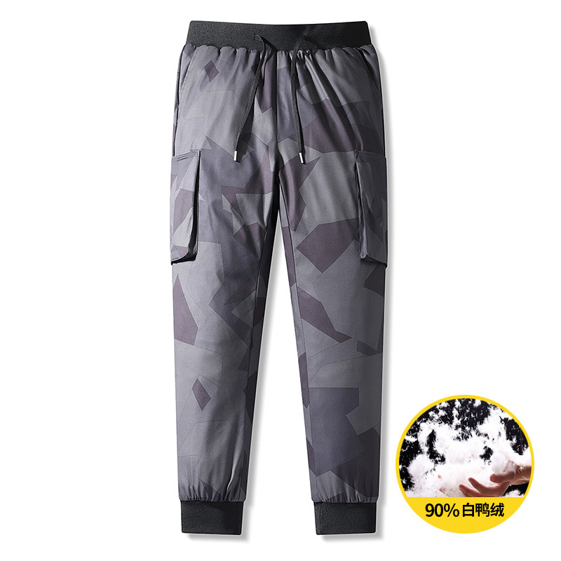 New cross-border winter down pants for women, camouflage, casual, versatile, loose fit, plus size, thickened long pants