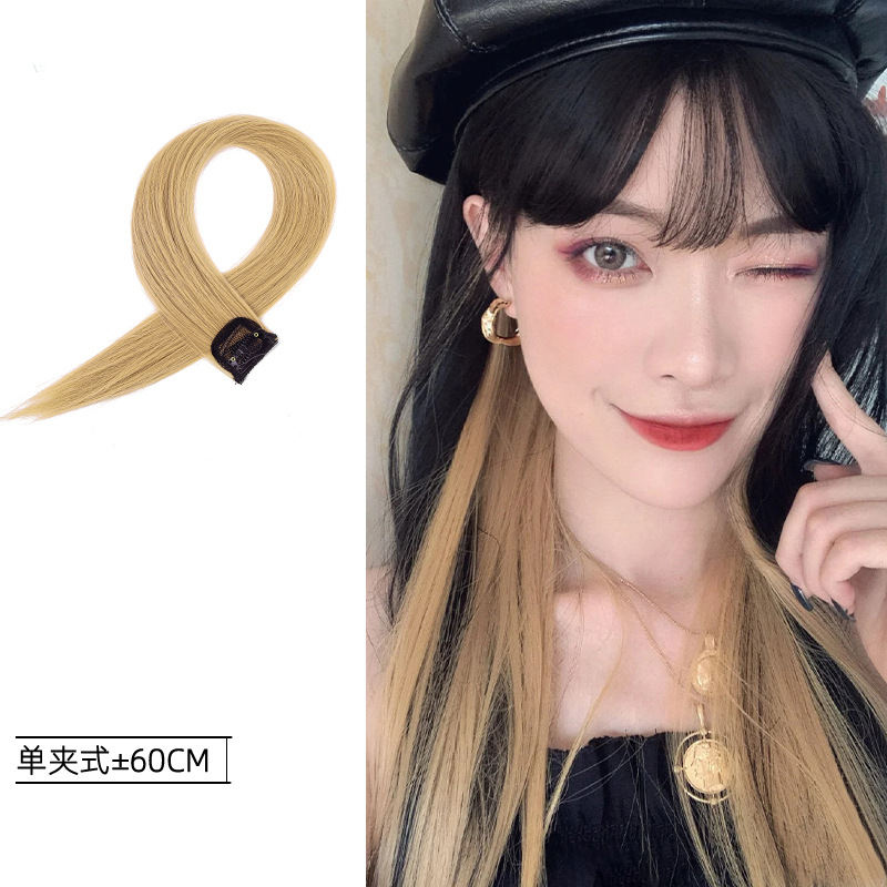 Colgante de oreja pieza de teñido de cabello resaltado pieza de peluca degradado color de cabello colgante de oreja teñido extensión de cabello sin costuras color pieza de cabello peluca mujer cabello largo