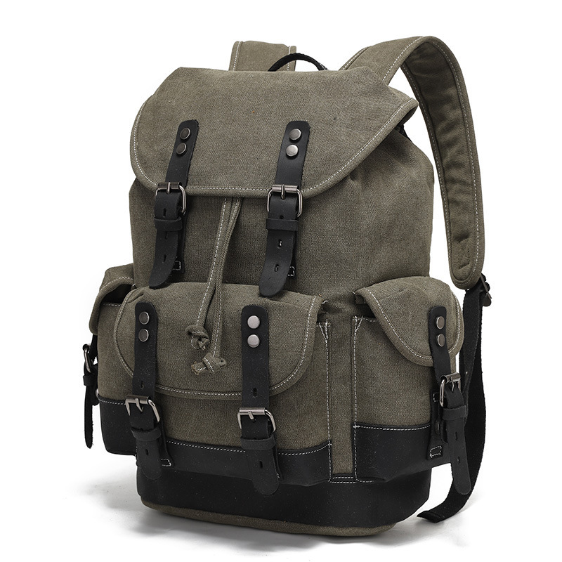 Mochila para hombres y mujeres mochilas deportivas al aire libre bolsa de viaje sobre cera lona impermeable bolsa de computadora de viaje al por mayor