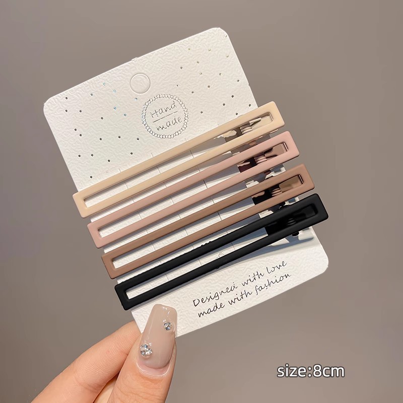 5151#5 Frosted Large Rectangular Duckbill Clip (Set of 4)