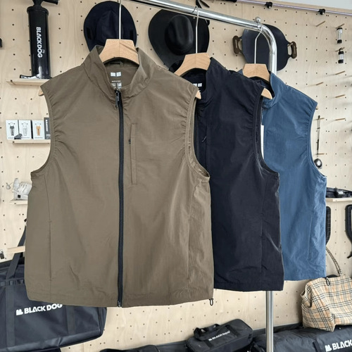 Summer Thin Outdoor Functional Windproof Vest Men's Mountain Style Lightweight Stand-up Collar Sports Climbing Sleeveless Jacket Vest