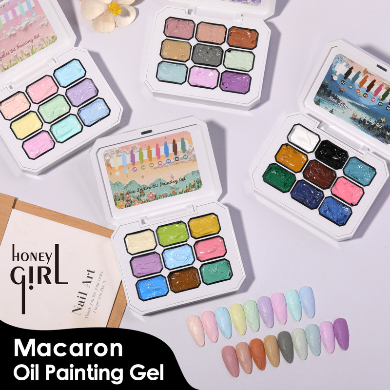 Nail Art Nine-Square Grid Oil Painting Gel Three-Dimensional Relief Painting Gel No-Wash New Texture High Saturation Thick Nail Polish Gel