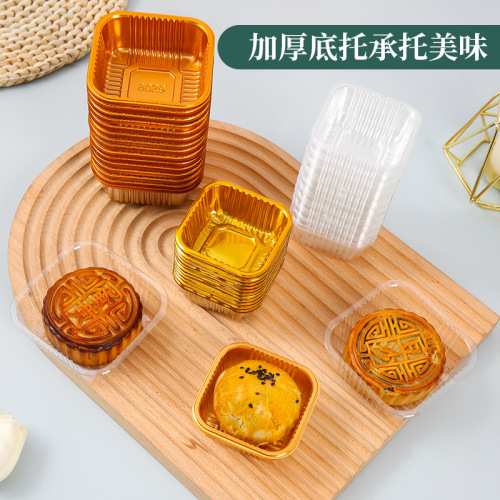 Mid-Autumn Mooncakes with Thick Inner Support Packaging Box, Ice Skin with Flowing Core Mooncakes, Inner Support Bottom Tray, Square Green Bean Cake, Egg Yolk Pastry.