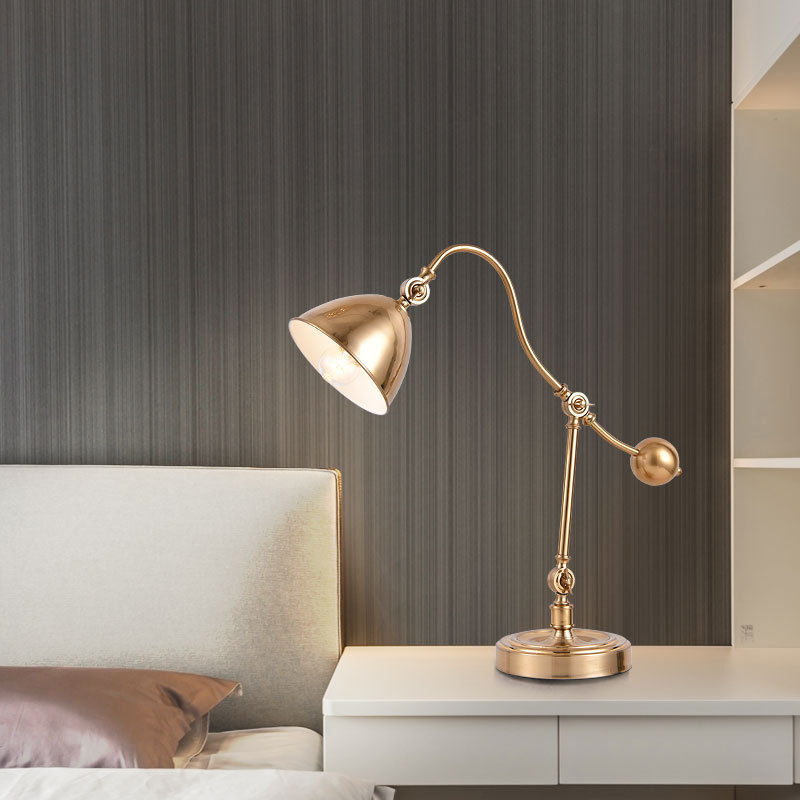 Cross-Border American-Style Light Luxury High-End Table Lamp with Long Arm, Foldable Metal, Suitable for Hotel Rooms, Bedside Tables, Decoration, Study Rooms
