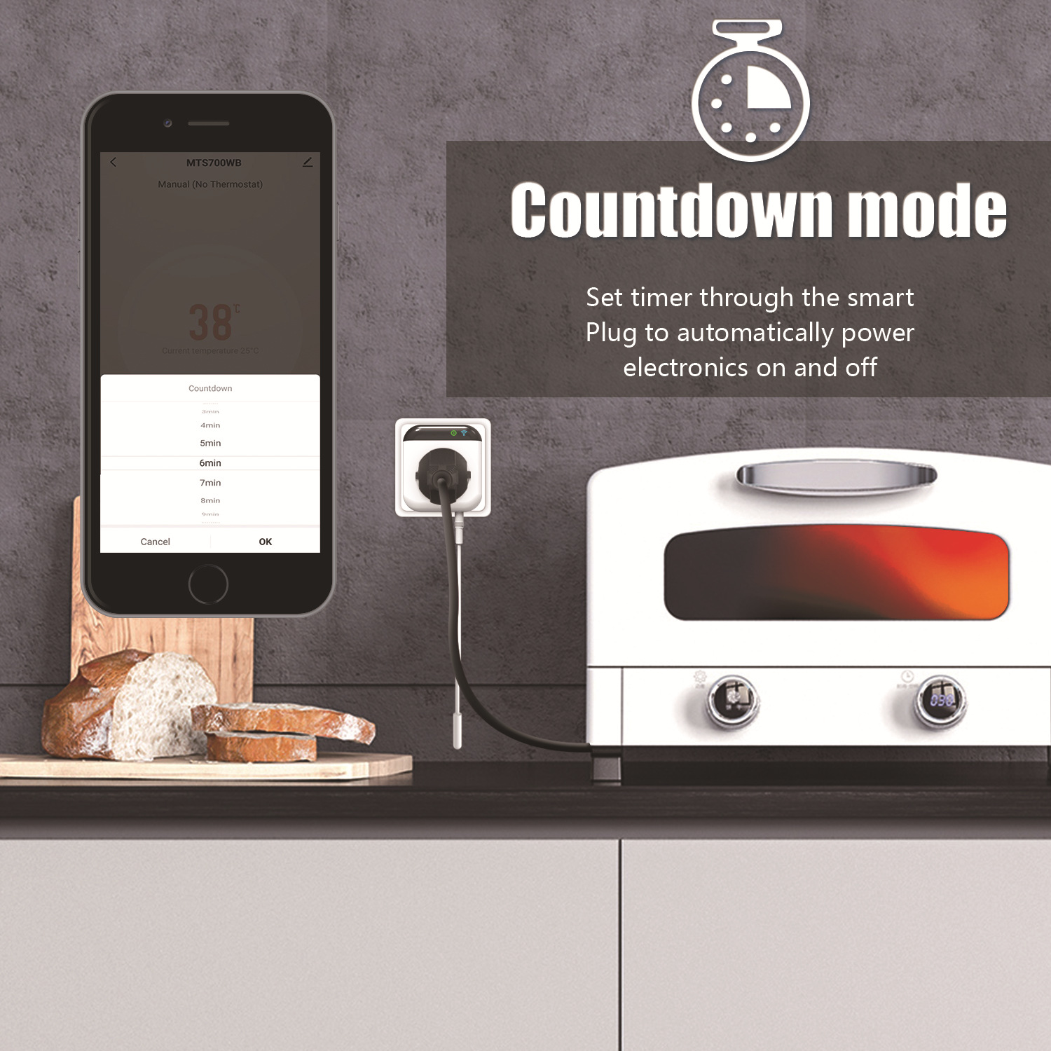 Amazon Venta caliente WiFi termostato inteligente socket graffiti APP y control de voz