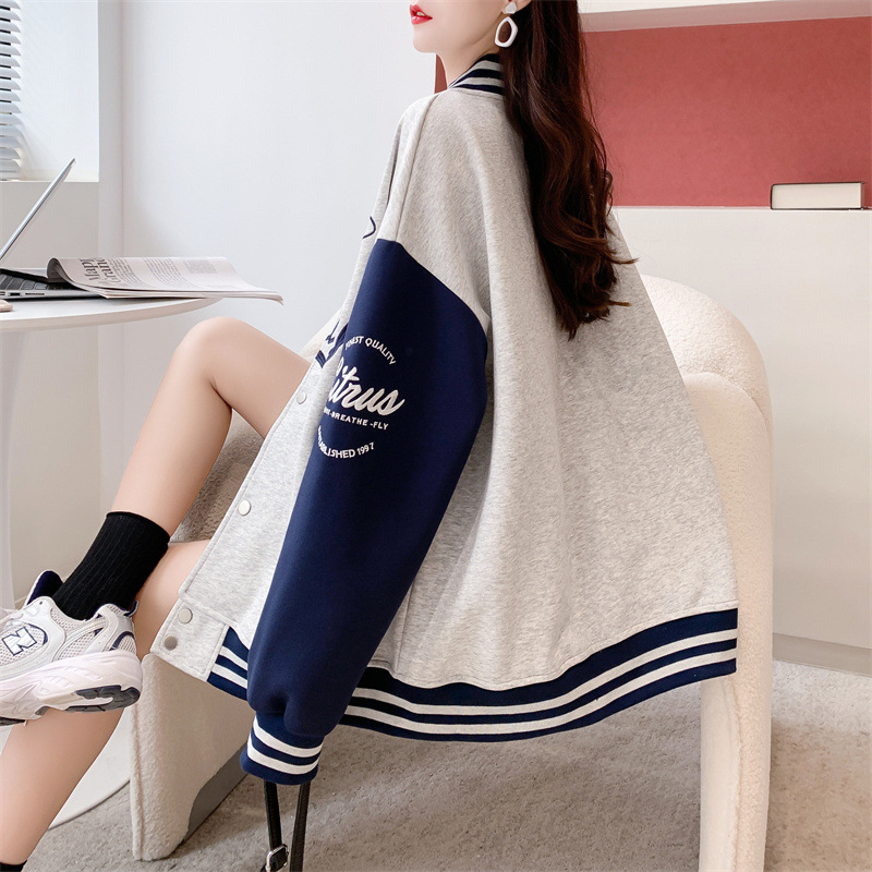 Giacca da baseball donna stile coreano primavera autunno contrasto_voghion.com