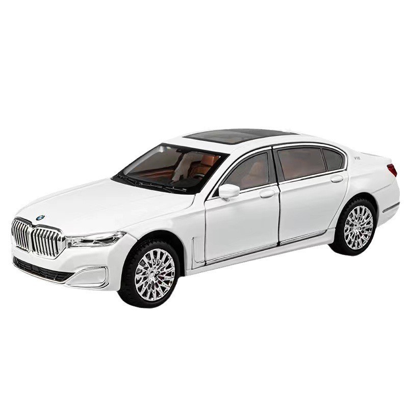 Aleación de coche 1 a 24 baoma 760li coche modelo pull back sonido y luz juguete coche música modelo decoración colección
