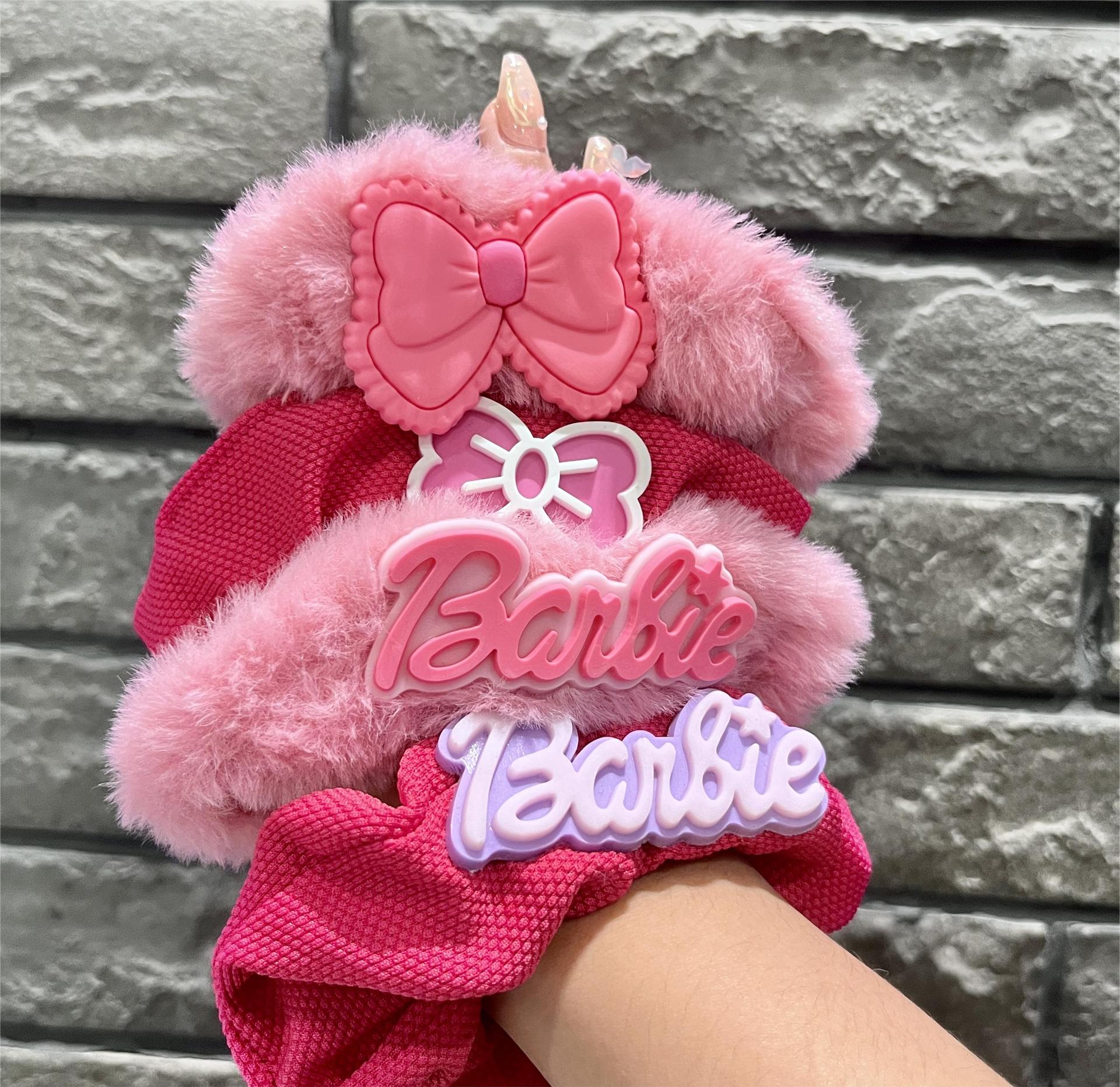 Large Korean plush large colonic scrunchie Bow Hair accessories Alphabet Princess hair rope Rose red with white girl headwear