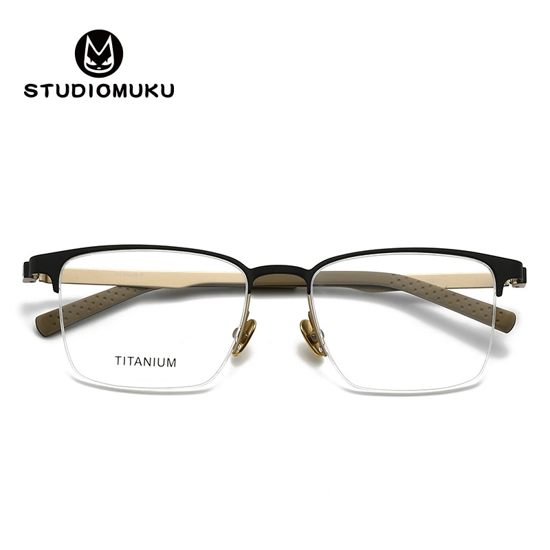 STUDIOMUKU деревянные стильные очки, очень мощная полурама, легкая и не требовательная к форме лица рамка для очков