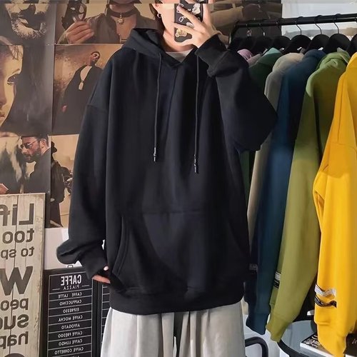 Men's Hooded Sweatshirt Plain Color Casual Unisex Sweatshirt Trendy Loose Fit Sport Top