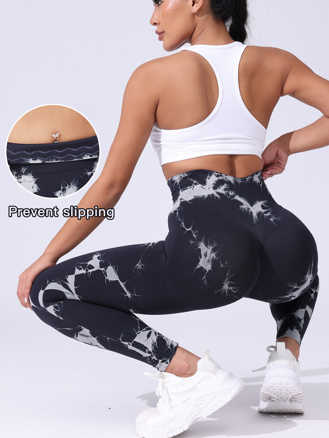2025 goteo de pegamento antideslizante tie-dying leggings deportivo de mujer de cintura alta correr pantalones de calzado de alta elasticidad pantalones de fitness ajustados