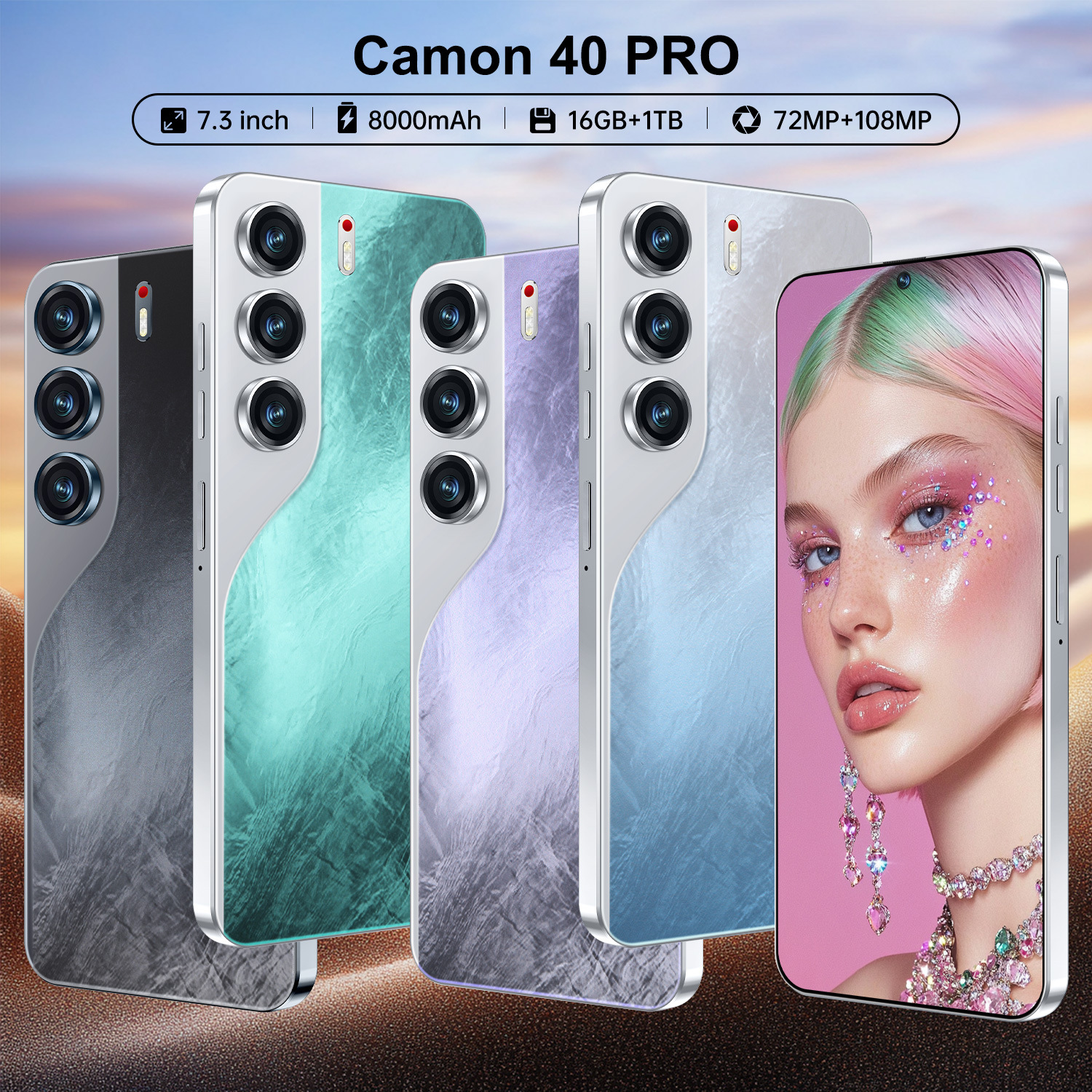Camon40 Pro Cross-Border New Product 7.3inch Foreign Trade True 4g Android 9.0 Smartphone 3+16g Full Network Compatibility