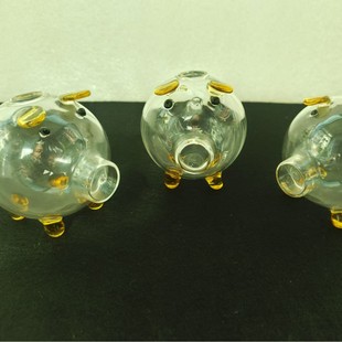 High borosilicate glass piggy bank transparent glass piggy bank gold pig ornaments crafts wholesale gold bean small